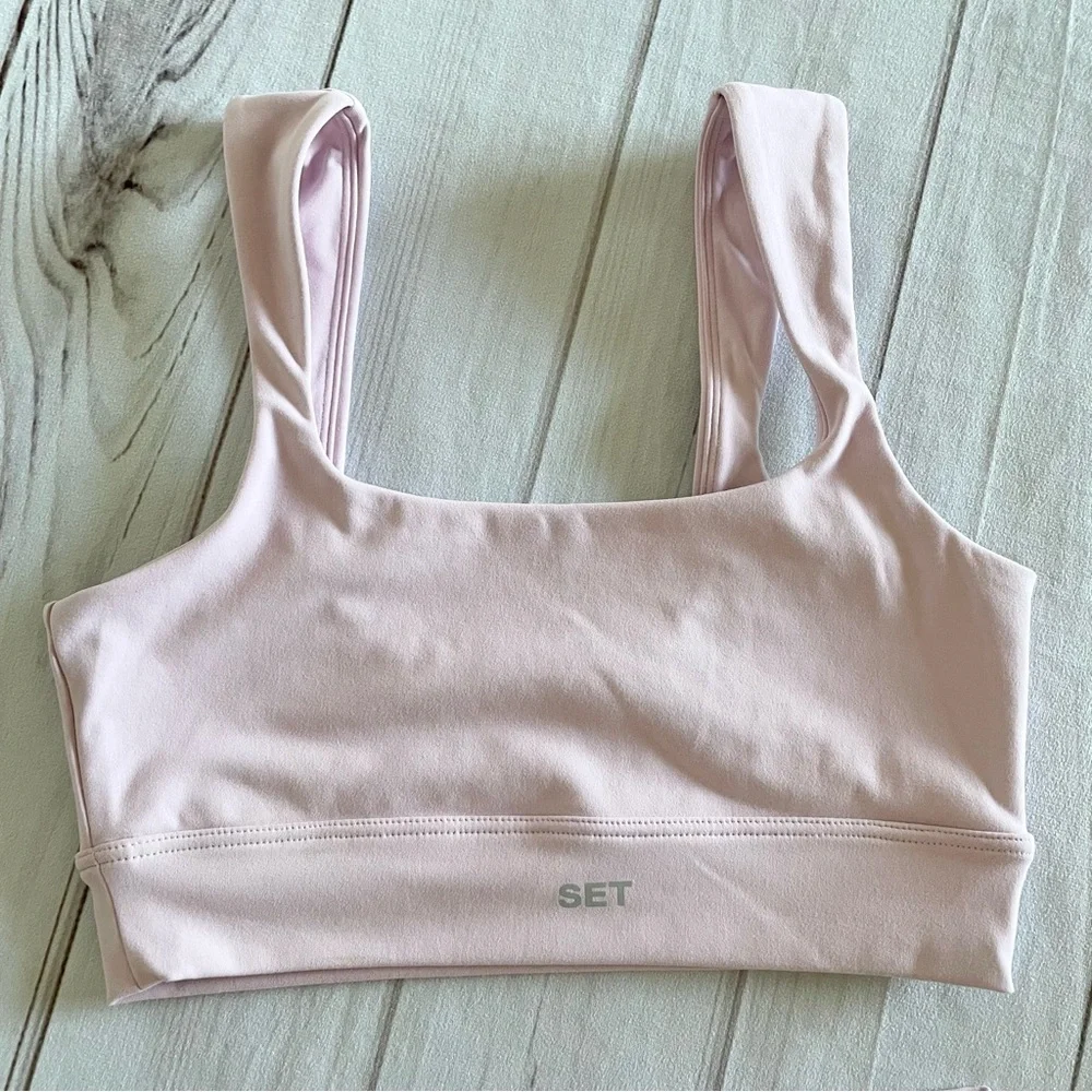 SET ACTIVE Luxform Sports Bra & Biker Shorts Workout Set Women’s M Pink - Picture 3 of 10